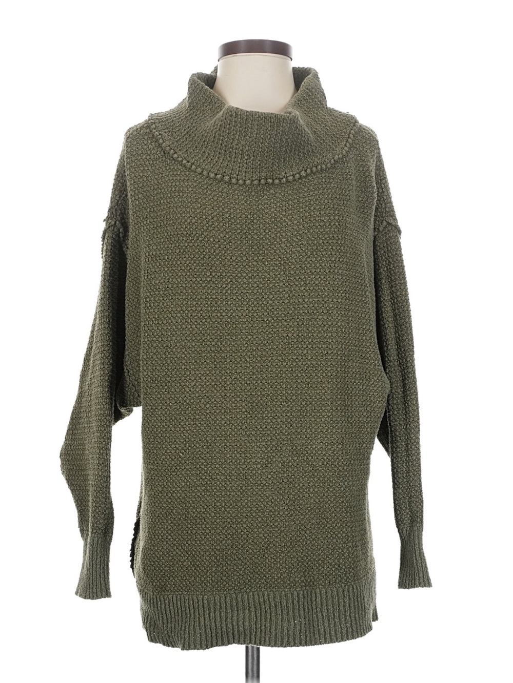 Free People Olive Green Chunky Cowl Neck Sweater